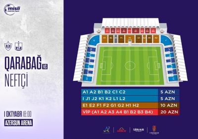 “Qarabağ” - “Neftçi” oyununun biletləri satışa çıxır