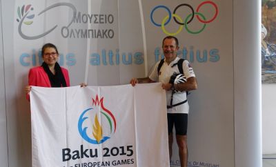 Yunanıstanın Olimpiya Muzeyinə birinci Avropa Oyunlarının bayrağı təqdim olunub