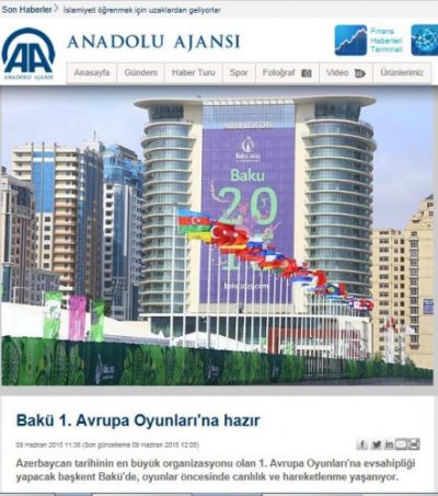 Anadolu Agentliyi: “Bakı Birinci Avropa Oyunlarına hazırdı”