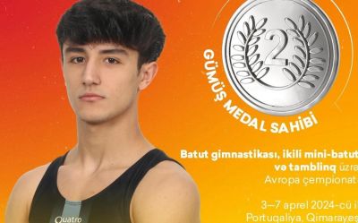 Azərbaycan gimnastı Avropa çempionatında gümüş medala sahib olub